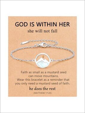 Mustard Seed Charm Bracelet Christian Faith Gift Adjustable Chain
